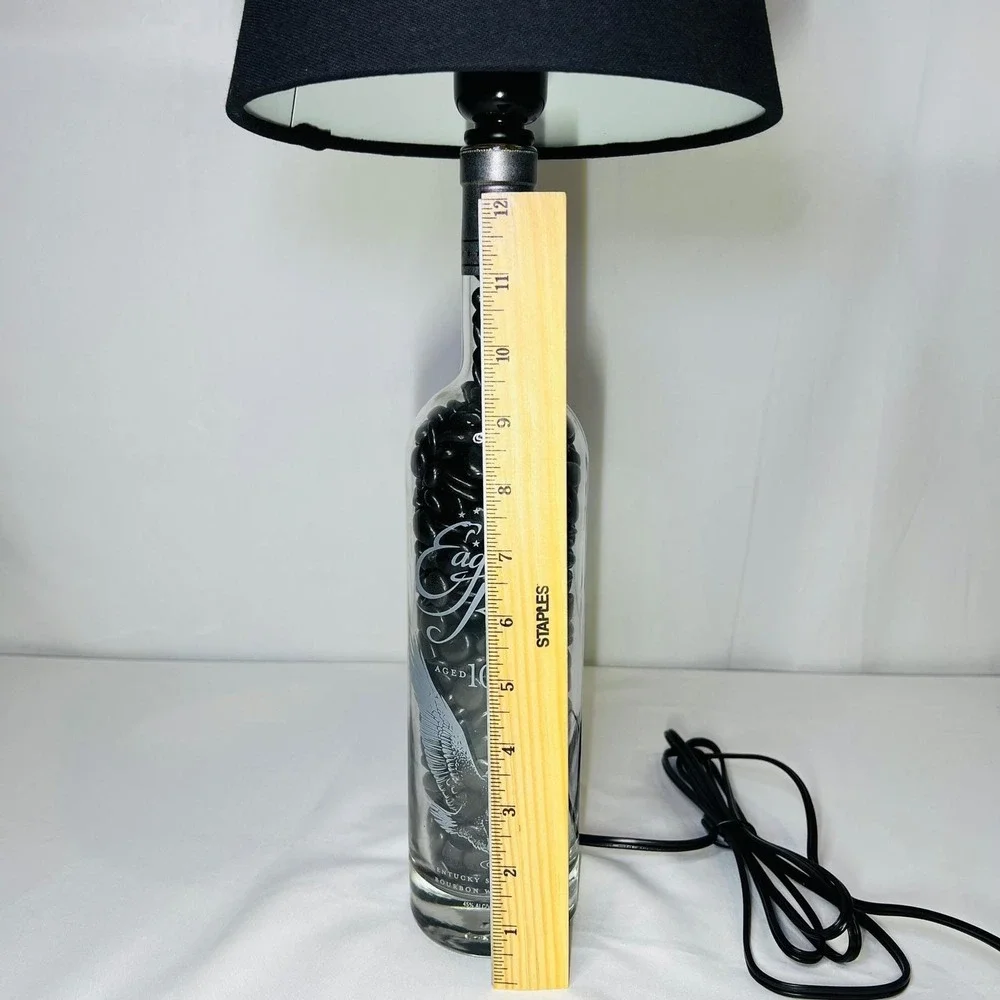 Eagle Rare 10 Year Bourbon Bottle‎ Lamp with Black Stones and Shade 19in Custom